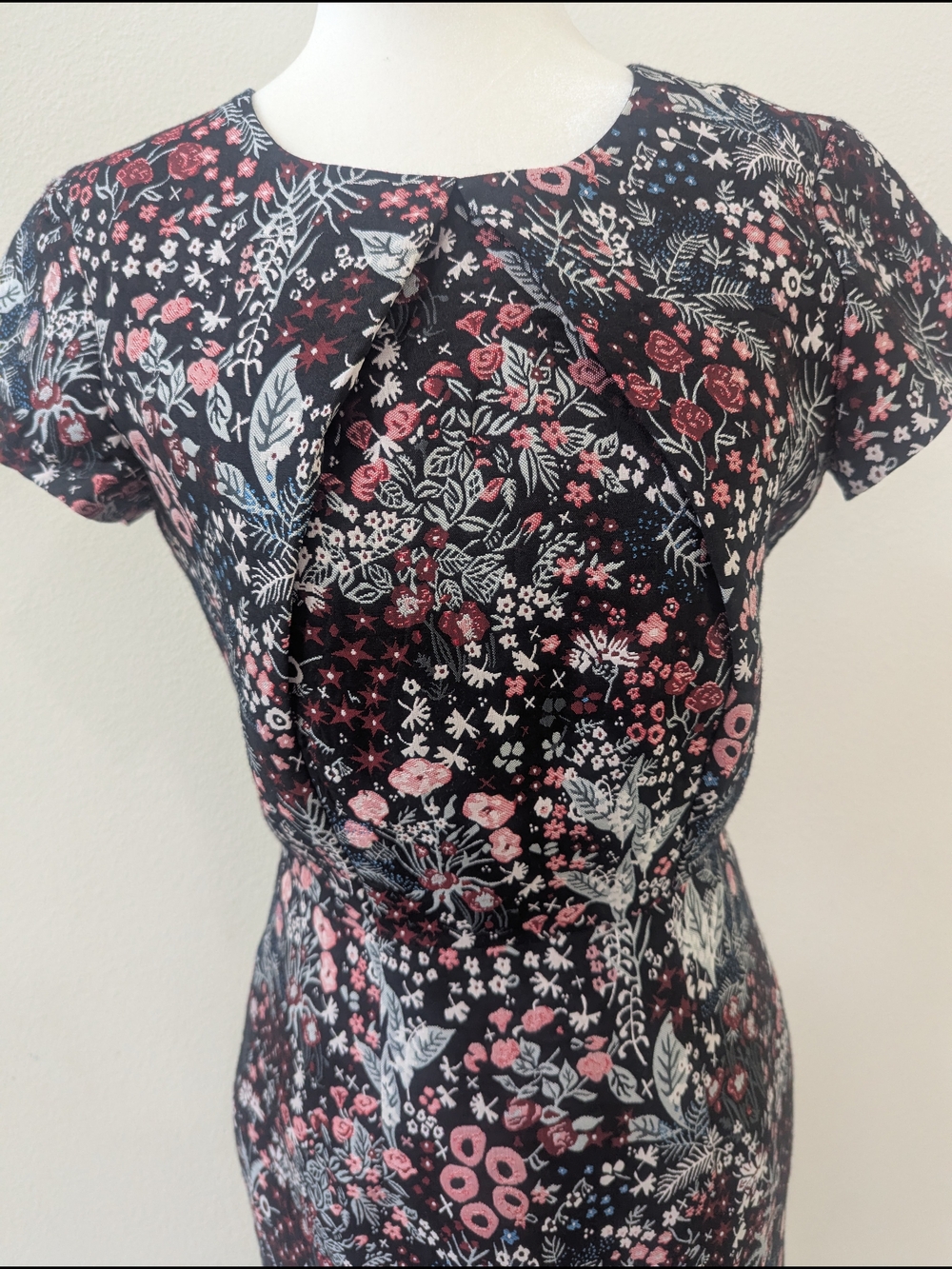 DownEast Black Floral Midi Dress with Pink Accents - Picture 4 of 4